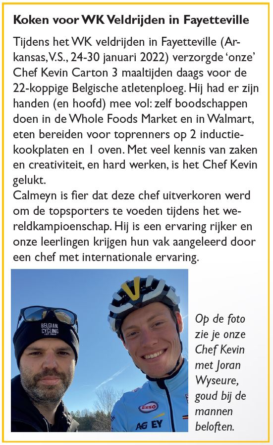 Chef Kevin kookt voor WK veldrijden